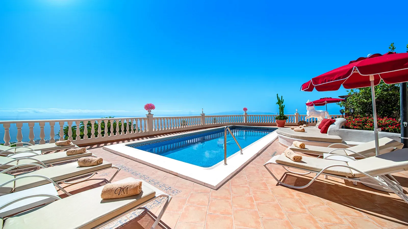Heated pool and panoramic terrace at Villa Solea