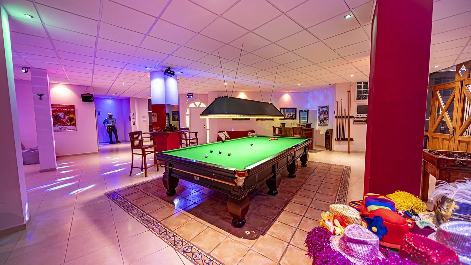 Full-size snooker table in the Villa Solea games room