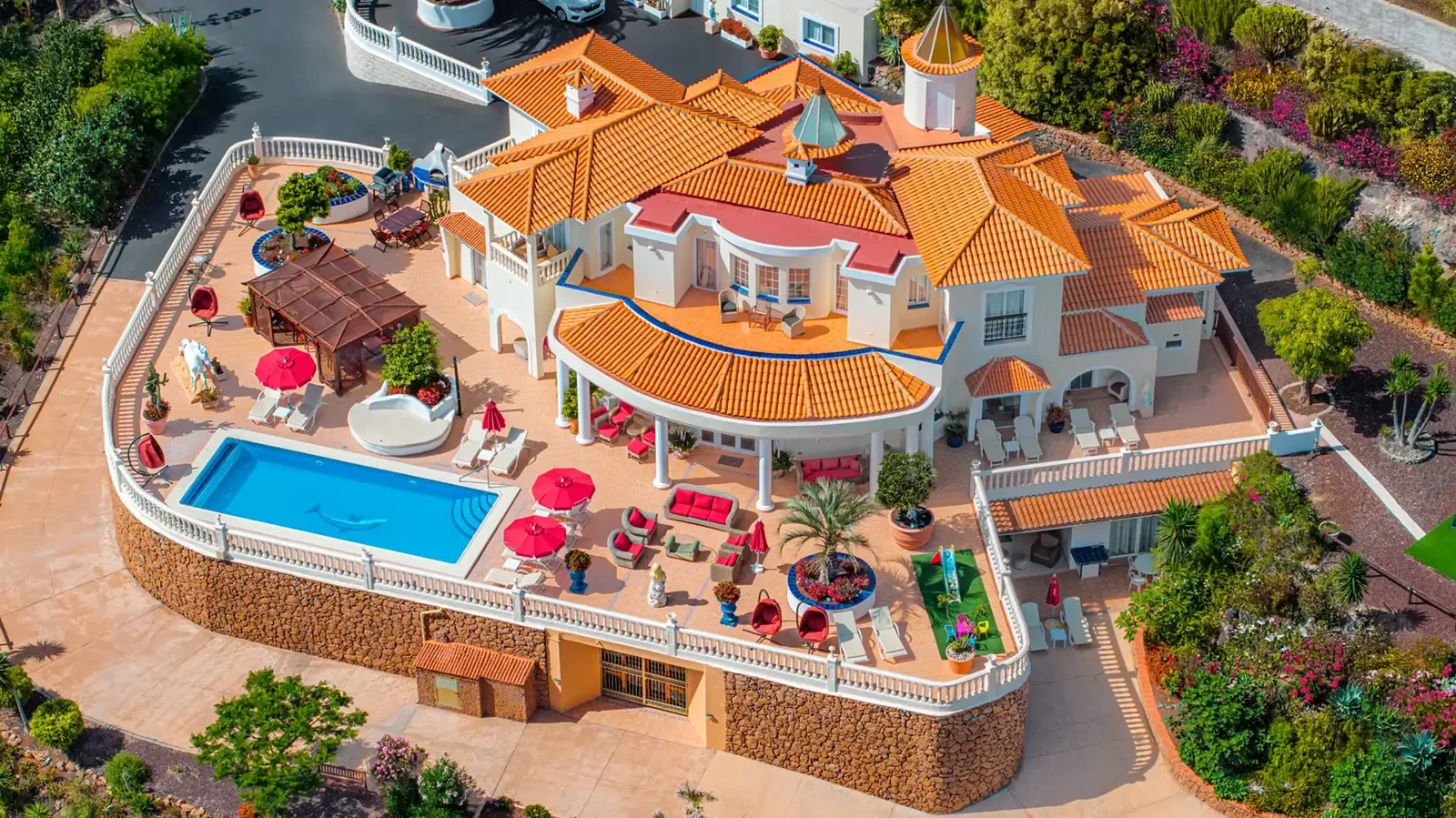 Exterior of the six-bedroom main villa at Villa Solea