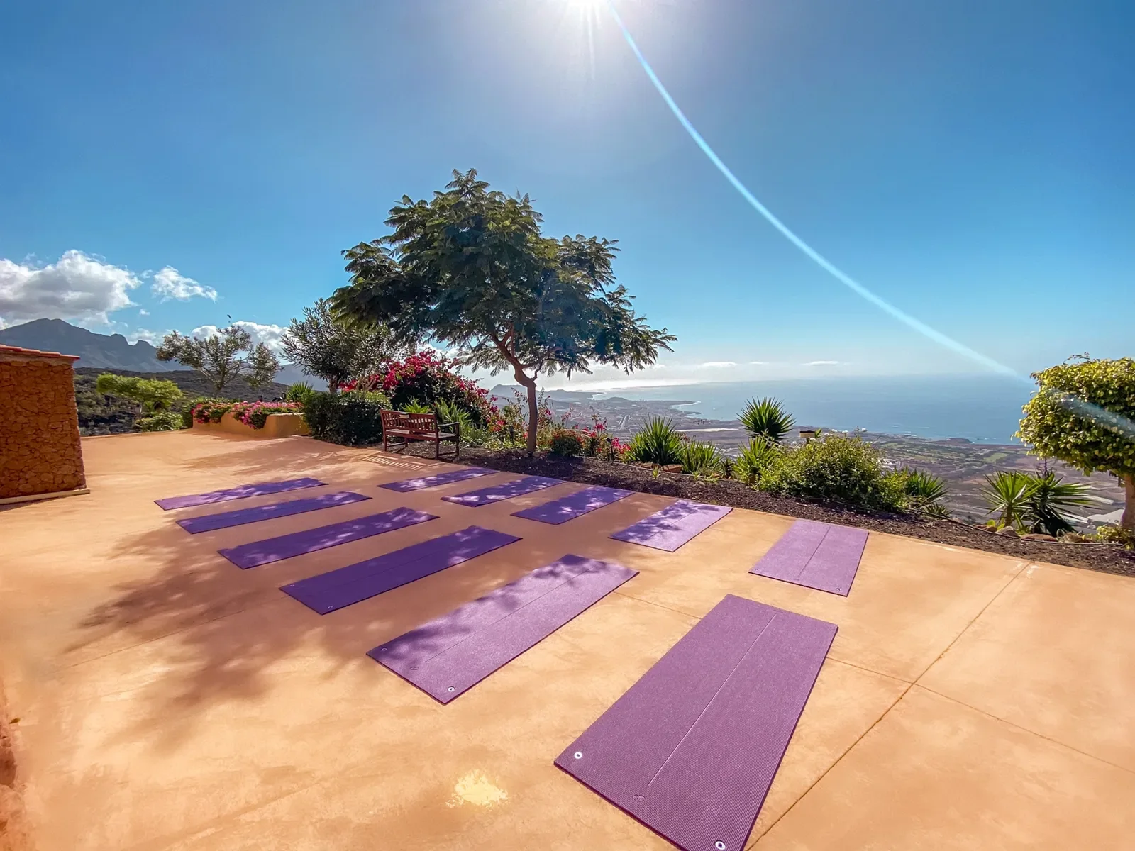 Yoga terrace with panoramic coastal views at Villa Solea